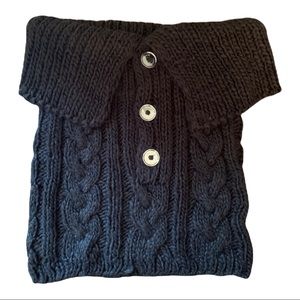 MICHAEL KORS CABLE KNIT SWEATER SCARF WRAP BLACK